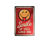 Cartel de chapa vintage Decoración, Letrero A4 Estilo Antiguo de metálico Retro - Smile if you like me