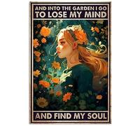 Cartel De Chapa Y Entro Al Jardín para Perder La Cabeza Y Encontrar Mi Alma Divertida Pared Muestra Retro Placa Metalica Decoración Tin Sign para Baño Casa Garaje 20X30CM