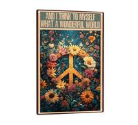 Cartel De Chapa Y Pienso para Mí Mismo: ¡Qué Mundo Tan Maravilloso! Letrero De Lata Divertido Cartel De Metal Resistente Y Duradera Letrero De Metal para Cafetería Pared Taller 20X30Cm