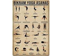 Cartel De Chapa Yoga Knowledge Bikram Yoga Asanas Beginner Metal Sign Nostalgic Placa Metalica Art Tin Sign para Restaurante Garaje Taberna 20X30Cm