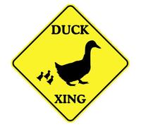 Cartel de cruz de pato Xing divertido letrero cuadrado de metal 30 x 30 cm ganado animal precaución Xing Hunter decoración novedosa placa al aire libre para patio, jardín, granja, aluminio resistente