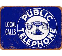 Cartel de decoración de llamadas locales de teléfono público, arte de pared, letrero de estaño, póster de metal de 8 x 12 pulgadas