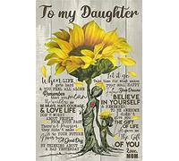 Cartel de estaño artístico con diseño de girasol, arte con texto en inglés "To My Daughter Life Gave Me The Gift Of You Love Mom", vintage, decoración del hogar, póster decorativo para pared, letrero