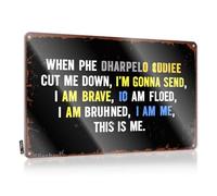 Cartel de estaño con texto en inglés "Camping Rules When Phe Dharpeo Odiee Cut Me Down, I'M Gonna Send. I Am Brave Tin Sign Things For Boys Room" (30 x 40 cm)