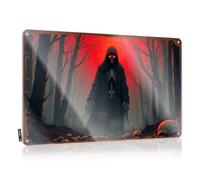 Cartel de estaño con texto en inglés "La oscuridad reigns: The Grim Reaper's Haunting Forest", letrero de metal para cerveza, reglas de la cueva del hombre (30 x 40 cm)