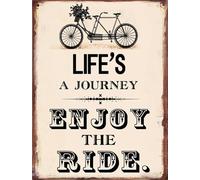 Cartel de estaño con texto en inglés "Life's a Journey Enjoy The Ride", placa de pared vintage, placa de pared para café, decoración del hogar, placa de pintura de pared, 8 x 12 pulgadas