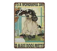 Cartel de estaño con texto en inglés "This is a Beautiful Day to Make Dogs" para decoración de pared, póster de metal vintage chic para decoración de pared, regalo para el hogar, casa de campo, puerta