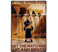Cartel de estaño para Halloween, diseño de bruja con texto en inglés "Baby Witch If The Shoe Fits Get The Matching Hat", para bar, pub, garaje, comedor, cafetería, decoración del hogar, póster