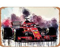 Cartel de estaño vintage Charles Leclerc Scuderia Ferrari Formula 1 Ferrari Sf90 Racing Car Italian Team F1 Letrero de metal retro decoración de pared para el hogar, cafeterías, oficinas, tiendas