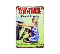 Cartel de estaño vintage con texto en inglés "Car Gears Grease Garage Expert Service, All Makes Models Made Of Metal Vintage Design For Wall Decor" 30.5 x 20.3 cm