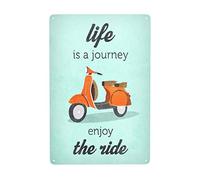 Cartel de estaño vintage con texto en inglés "Life Is Journey Enjoy The Ride" (Disfruta del viaje) - Cartel retro de metal para decoración de pared, regalo para jardín, hombres, cueva, garaje, aula
