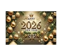 Cartel de Feliz Año Nuevo, telón de fondo dorado 2026, 1 unidad, letrero de pared de Año Nuevo, decoración de fiesta, pancarta, para fiestas en interiores y exteriores, Navidad, escuela