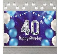 Cartel de Feliz cumpleaños número 40, decoración de Fondo, Globos, Estrellas, Confeti de Cristal, decoración temática para Hombres o Mujeres, Suministros de Fiesta de 40 años, Accesorios para