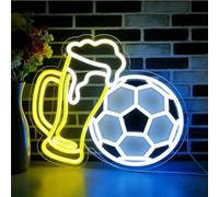 Cartel de fútbol de neón para decoración de pared, luz de neón regulable de la Copa Mundial, Cheers to Soccer LED como regalo o decoración para cumpleaños, cuevas de hombres, fans, adultos