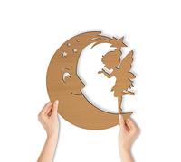 Cartel de hada en luna, regalo para puerta, madera, decoración, decoración, decoración, decoración, puerta, pared, decoración de pared