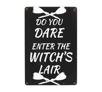 Cartel De Halloween Delicado Vintage, ¿Te Atreves A Entrar En La Guarida De La Bruja? Cartel De Chapa Decoración Carteles De Pared De Metal Vintage Letrero De Estaño para Taller Garaje Tienda