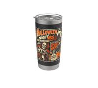 Cartel de Halloween Vintage Horrorfest Fiesta Halloween Vaso térmico de acero inoxidable de doble pared