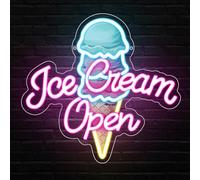 Cartel de helado abierto de neón, LED regulable para heladería, cafetería, bar, tienda, decoración de pared para fiesta, dormitorio, cocina, regalo para amantes de helados, cumpleaños