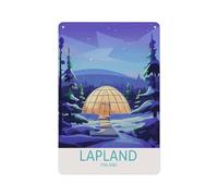Cartel De Hojalata Aurora Boreal Laponia Finlandia Viajes Impreso 20X30Cm Carteles De Metal Pared Letreros Metalicos Letrero De Estaño para Biblioteca Habitación Garaje