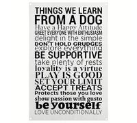Cartel de hojalata de aluminio vintage "Cosas que aprendemos de un perro" para decoración de pared, nuevo, 15 x 20 cm