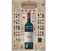 Cartel de hojalata de metal con conocimiento del vino tinto, ciencia popular, pósteres para comprender la historia del vino tinto, decoración de pared para bodegas, placa para amantes del vino, dec