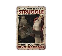 Cartel de hojalata de metal Gimnasta Gimnasta Puede que me veas luchar pero nunca verás mi cartel de hojalata Letrero de aluminio de metal Decoración de pared vintage Póster retro para bares Restaur