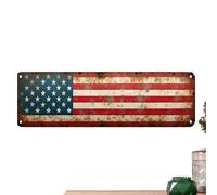 Cartel De Hojalata Del Día De La Independencia,Bandera Americana Vintage Decorativa 40 X 10 Cm | Placa Decorativa del 4 de Julio - Para El Día De La Independencia, Patio, Porche, Patio Interior, Salón