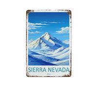 Cartel de hojalata del Parque Nacional Sierra Nevada, póster de viaje, impresión en hierro, pintura elegante, decoración de pared, estilo 20 x 30 cm.