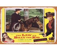 Cartel de hojalata retro con texto en inglés "The Law VS BILLY THE KID", tarjeta original de 3 Scott Brady Betta St. John William Castle, póster de metal clásico de película y televisión, póster de