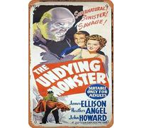Cartel de hojalata retro The Undying Monster, póster original de la película WEREWOLF James Ellison Heather Angel 1942, póster de metal clásico de película y televisión, póster de bar y club