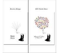 Cartel de huellas dactilares en lienzo, Libro de visitas árbol huellas dactilares boda, almohadillas tinta varios tamaños, beso pareja, multicolor(Color04,35x50cm 14x20inch)
