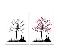 Cartel de huellas dactilares en lienzo, Libro de visitas árbol huellas dactilares for boda, multicolor, varios tamaños, huella digital con almohadilla tinta(Color05,35x50cm 14x20inch)