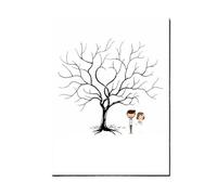 Cartel de huellas dactilares en lienzo, Recuerdo de libro visitas pintura en lienzo árbol huellas dactilares boda 20x30-50x70cm con 1/2 almohadilla tinta(40x60cm 2sets inkpad)