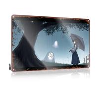 Cartel de lata con texto en inglés "Little Man Cave Rainy Night: Ghostly Encounter Under The Tree" (30 x 40 cm)