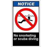 Cartel de lata con texto en inglés "No Snorkeling Or Scuba Diving Notification" (20,3 x 30,5 cm)