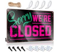 Cartel de lata de metal con texto en inglés "Sorry We're Closed", letreros abiertos para el hogar, bar, patio trasero (tamaño: 30 x 40 cm)