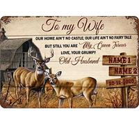 Cartel de lata vintage con texto en inglés "To My Wife Home Aint No Castle Our Life Ain't No Fairy Tale But Still You are My Queen Forever Love Your Grumpy Posters para el hogar, cafetería, bar, pub