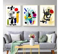 Cartel de lienzo de Joan Miro con impresión abstracta 50x70cmx3 Sin marco