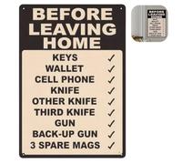 Cartel de lista de verificación previa a la salida, placa de pared con recordatorio de salida diaria, letrero de recordatorio de antes de salir de casa, divertida decoración de puerta del hogar