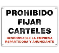 Cartel de Lona "Prohibido Fijar Carteles" 60x42 cm - Señal de Prohibicion Exterior con Ollados (Carteles)