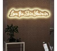 Cartel de luz de neón Love the Skin You're in para la decoración de pared de Home Spa Beauty Cosmetic Salon, Spa Day Gifts para mujeres, productos de spa, centro estético, puerta de salón de belleza