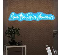 Cartel de luz de neón Love the Skin You're in para la decoración de pared de Home Spa Beauty Cosmetic Salon, Spa Day Gifts para mujeres, productos de spa, centro estético, puerta de salón de belleza