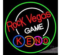 Cartel de luz LED de neón real Rock Vegas Keno Led hecho a mano para decoración de pared de cueva de hombre, PVC, 14 x 17 pulgadas