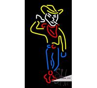 Cartel de luz LED de neón real Vegas Cowboy, tubo LED hecho a mano para decoración de pared de cueva de hombre, PVC, 14 x 17 pulgadas