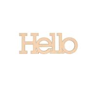 Cartel de madera - ARTEMIO - Hola - Beige - 14x10 cm - Decorativo