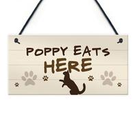 Cartel de madera Gato personalizado Cualquier nombre Come aquí Amante de los gatos Colgante Decoracion hogar