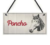Cartel de madera Placa con nombre de caballo y poni personalizada para colgar en la puerta del establo Decoracion hogar