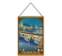 Cartel de metal 20 x 30 cm con cordón, cartel de viaje de Florencia, vacaciones, cartel de chapa