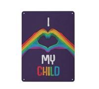 Cartel De Metal Amo A Mi Hijo No Binario Retro Letrero De Metal Exquisita Y Hermosa Letrero Metálico para Aseo Hogar WC 20X30Cm