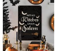 Cartel De Metal Bruja De Halloween No Todas Las Brujas Viven En Salem Divertido Chapas Metalicas Resistente Al Desgaste Y Duradero Letrero Metálico para Hogar Pared WC 20X30Cm
